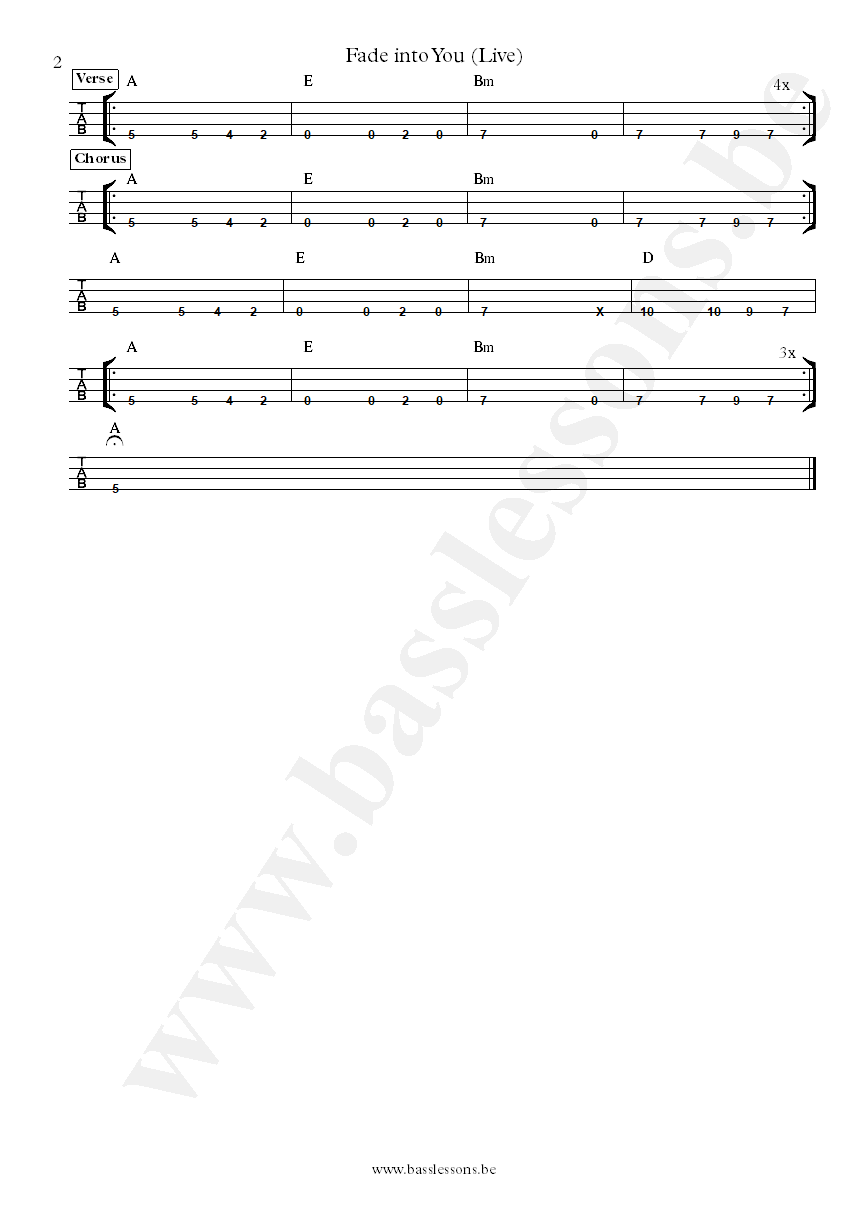Mazzy Star Fade into You bass tab part 2