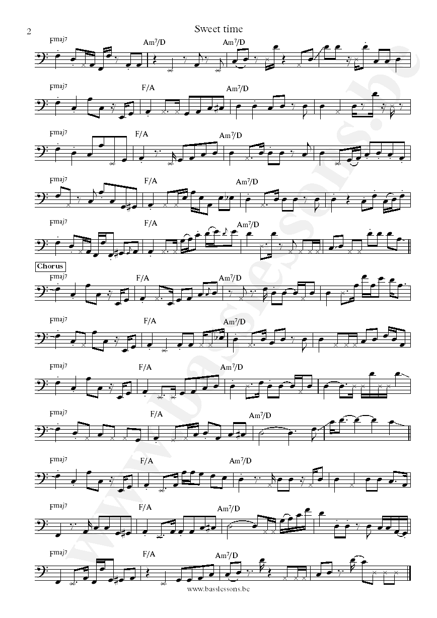 Raveena Sweet Time Aaron Liao bass transcription part 2