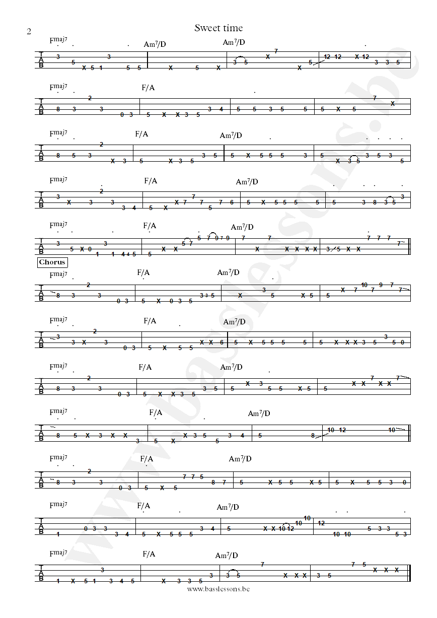 Raveena Sweet Time Aaron Liao bass tab part 2