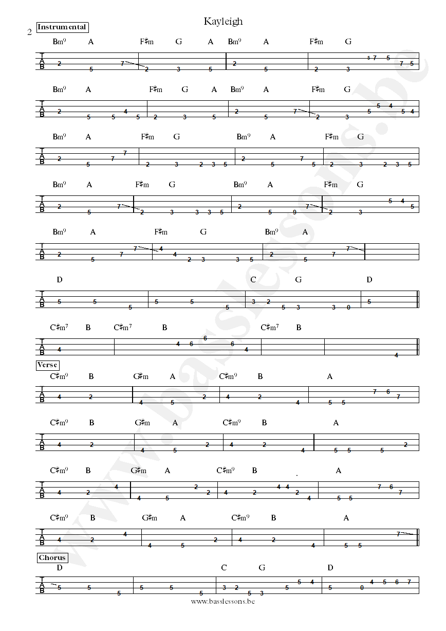 Marillion Kayleigh Pete Trewavas bass tab part 2