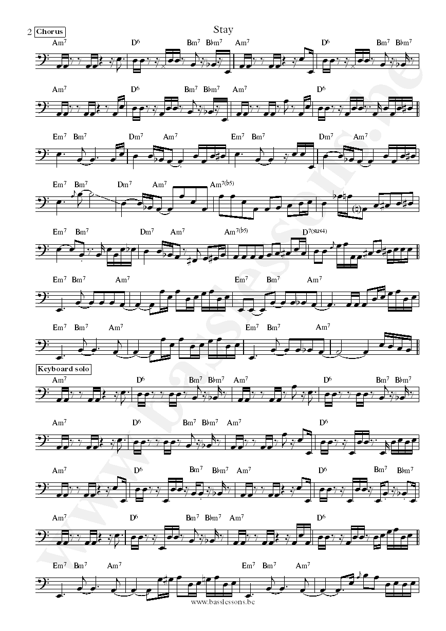 Rufus and Chaka Khan stay bass transcription part 2