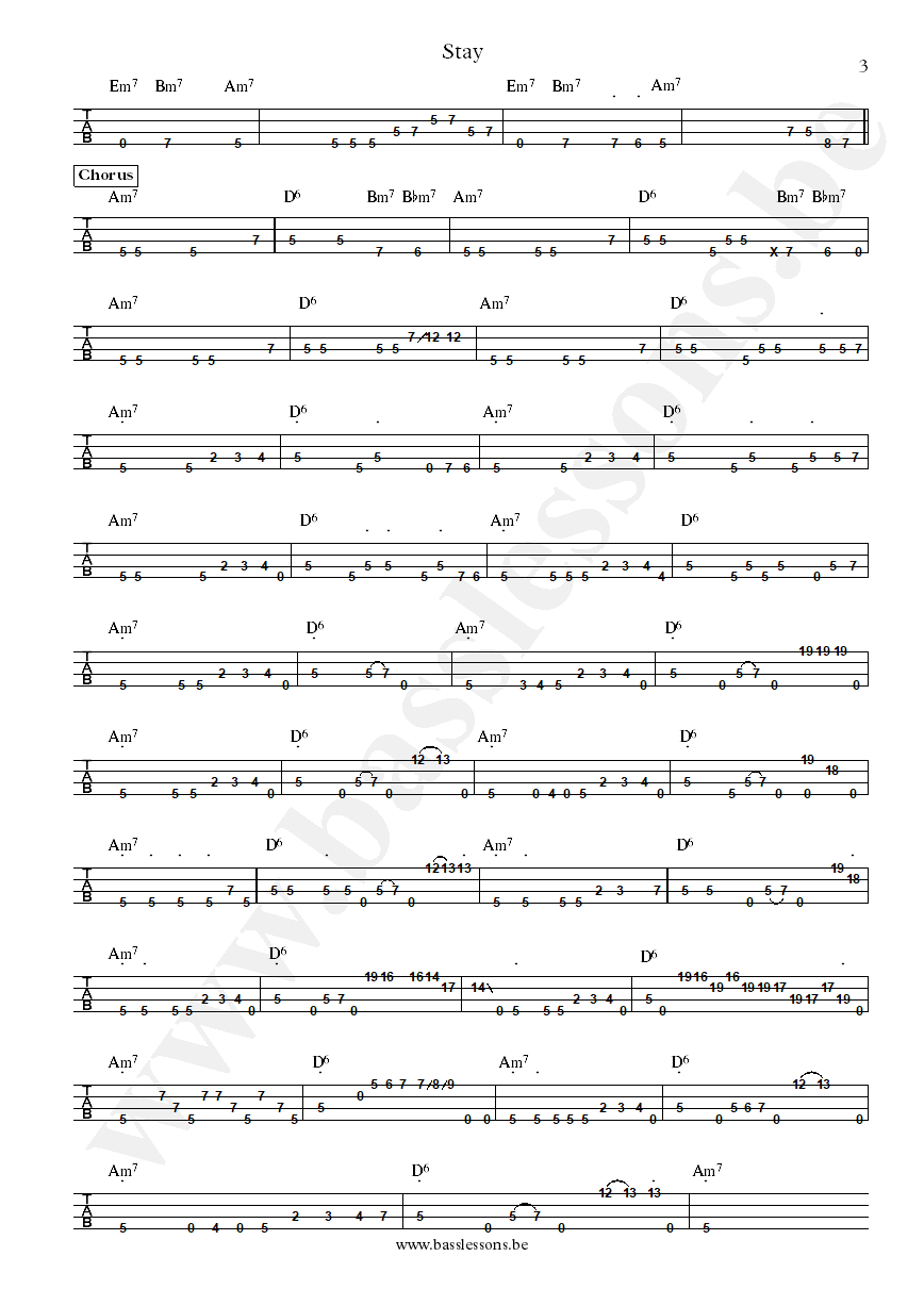 Rufus and Chaka Khan stay bass tab part 3