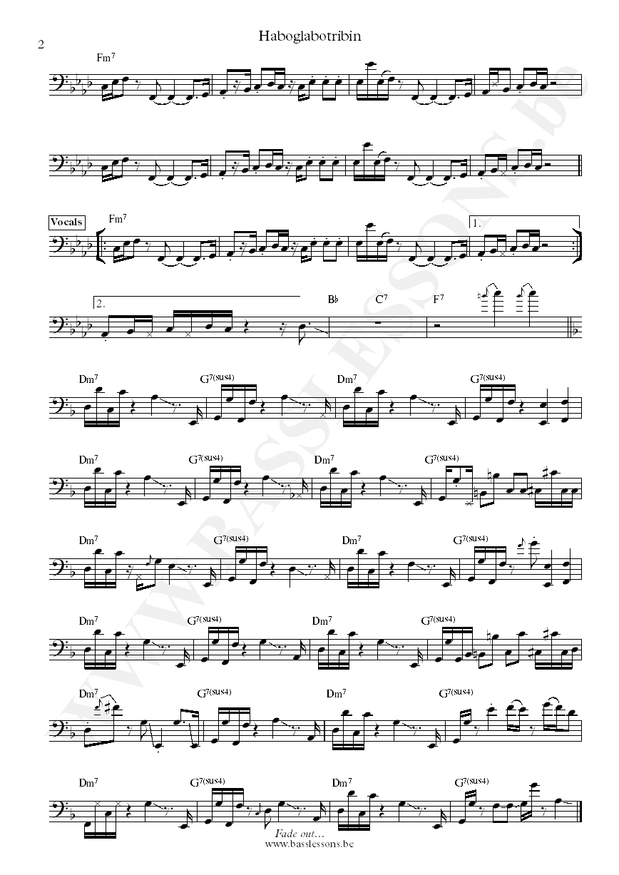 Bernard Wright Haboglabotribin Marcus Miller bass transcription part 2