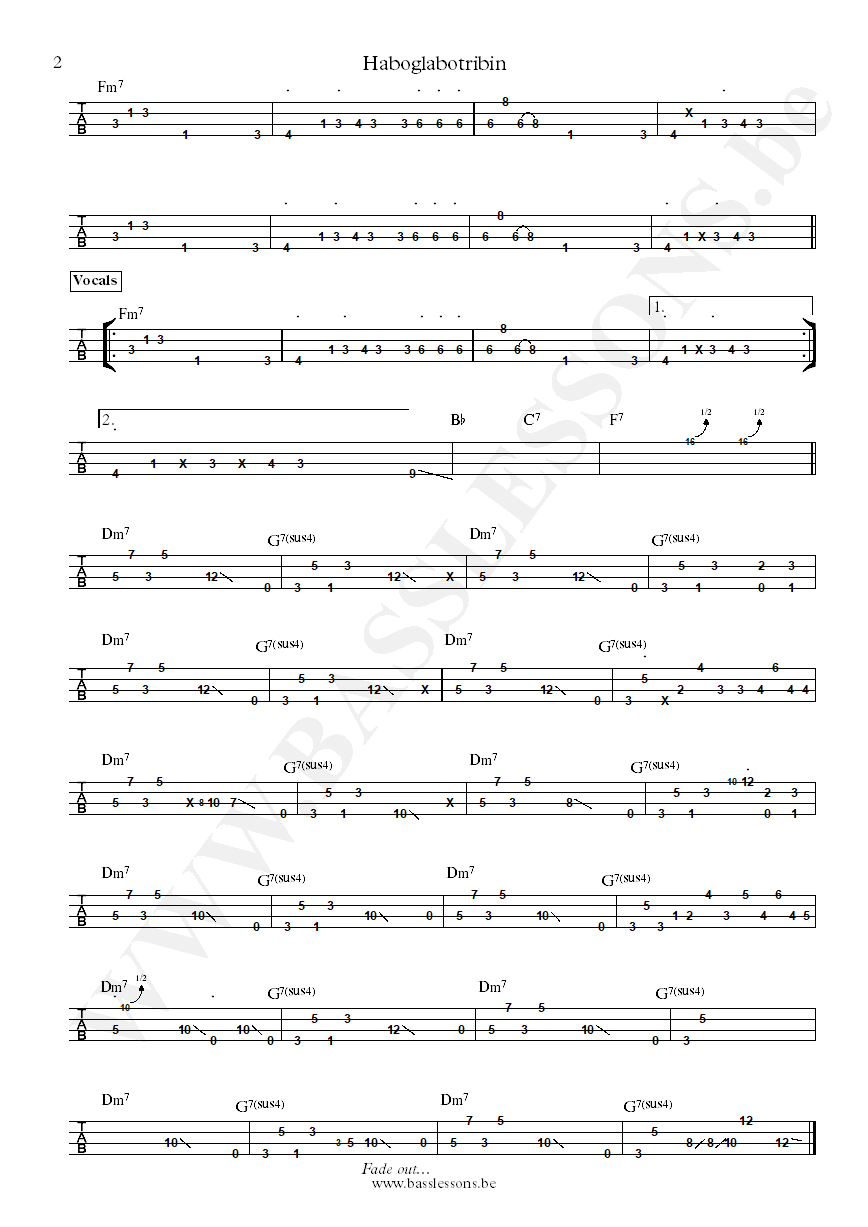 Bernard Wright Haboglabotribin Marcus Miller bass tab part 2