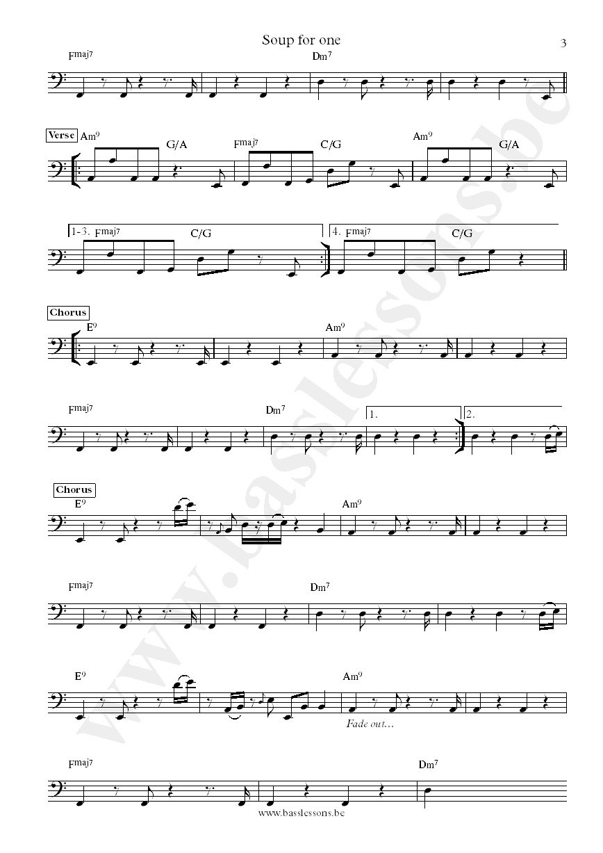 Chic Soup for One Bernard Edwards bass transcription part 3