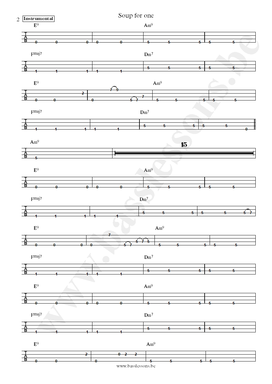 Chic Soup for One Bernard Edwards bass tab part 2