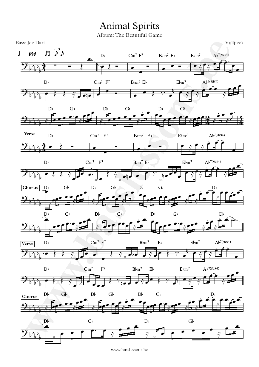 Vulfpeck Animal spirits Joe Dart bass transcription