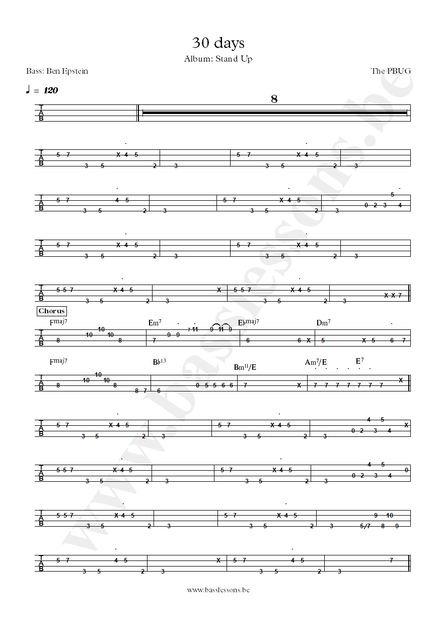 The PBUG 30 days Ben Epstein bass tab