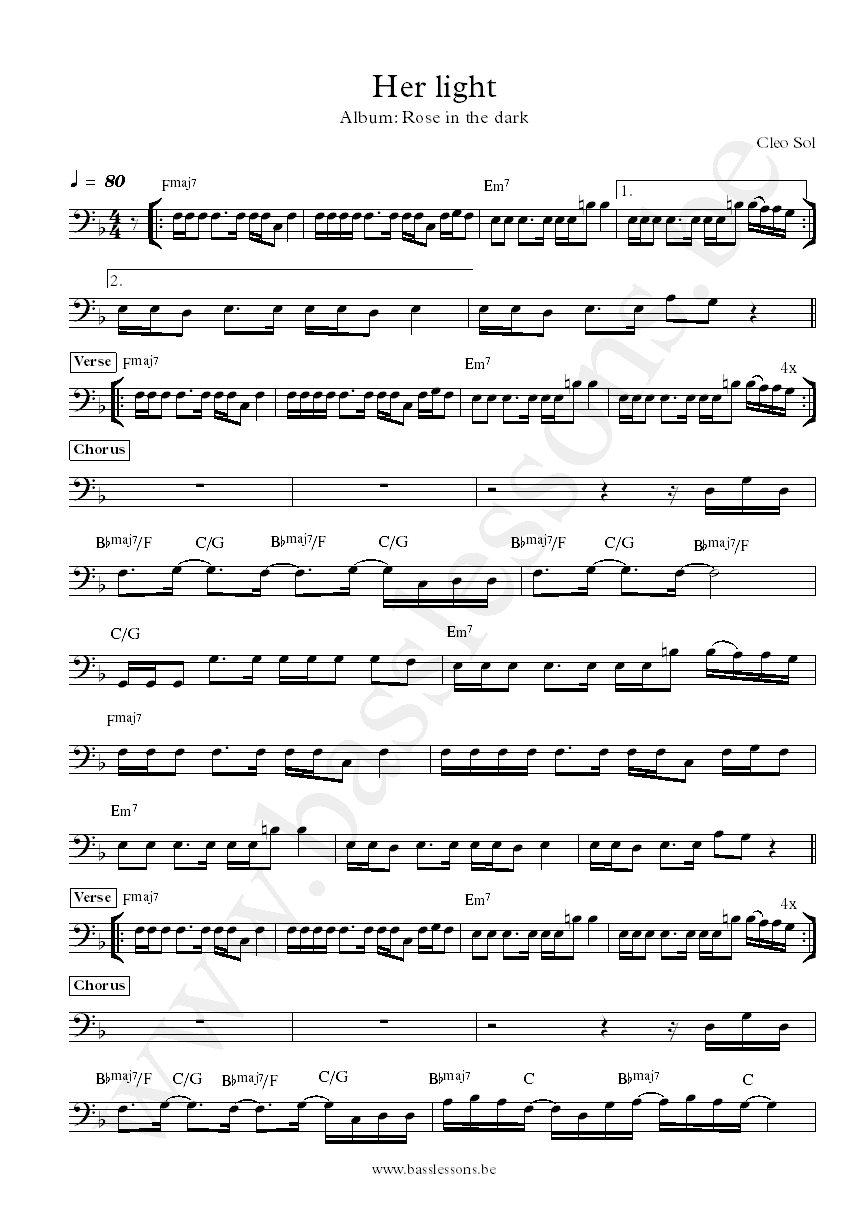 Cleo Sol her light bass transcription