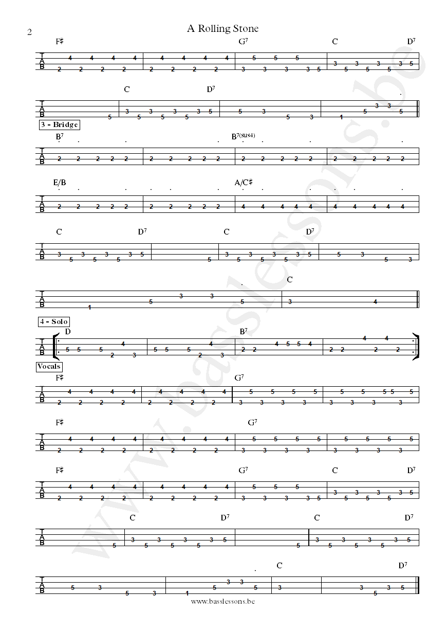 Grace Jones A Rolling Stone Robbie Shakespeare bass tab part 2