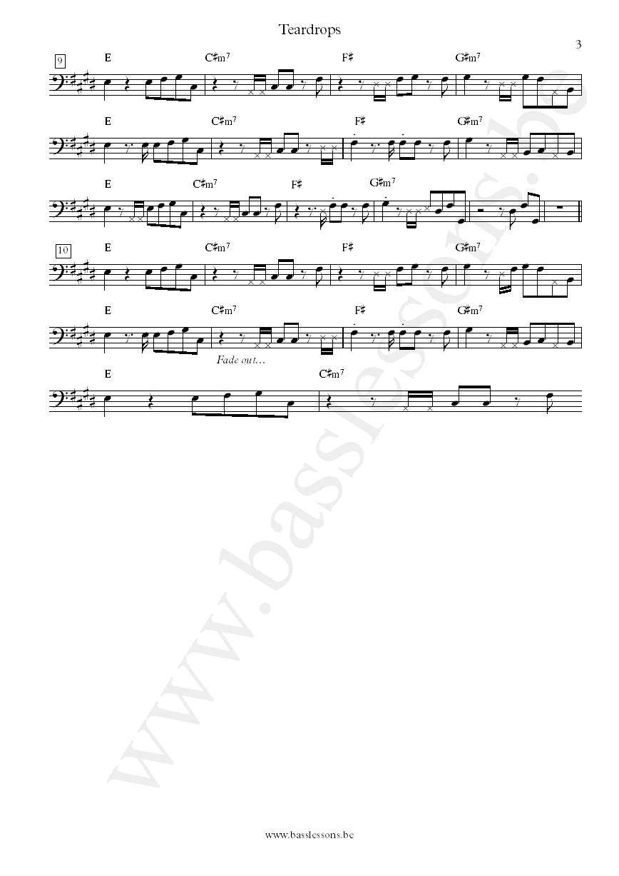 Womack and Womack Teardrops bass transcription part 3