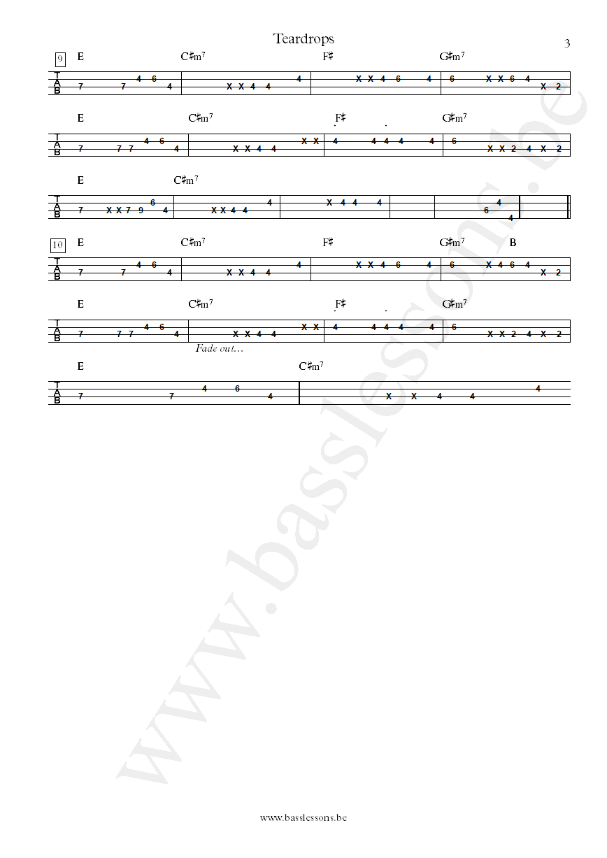 Womack and Womack Teardrops bass tab part 3