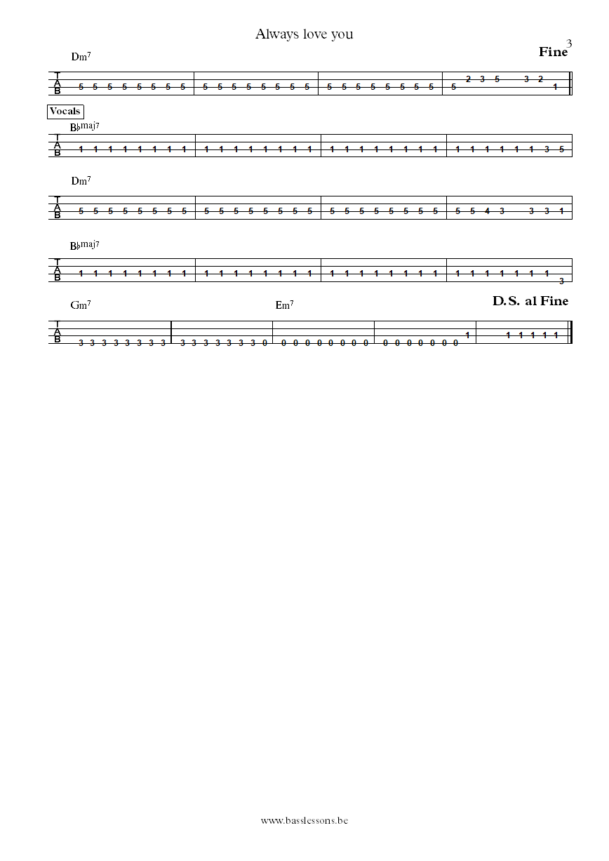 Ole Borud Always love you Lars Erik Dahle bass tab part 3