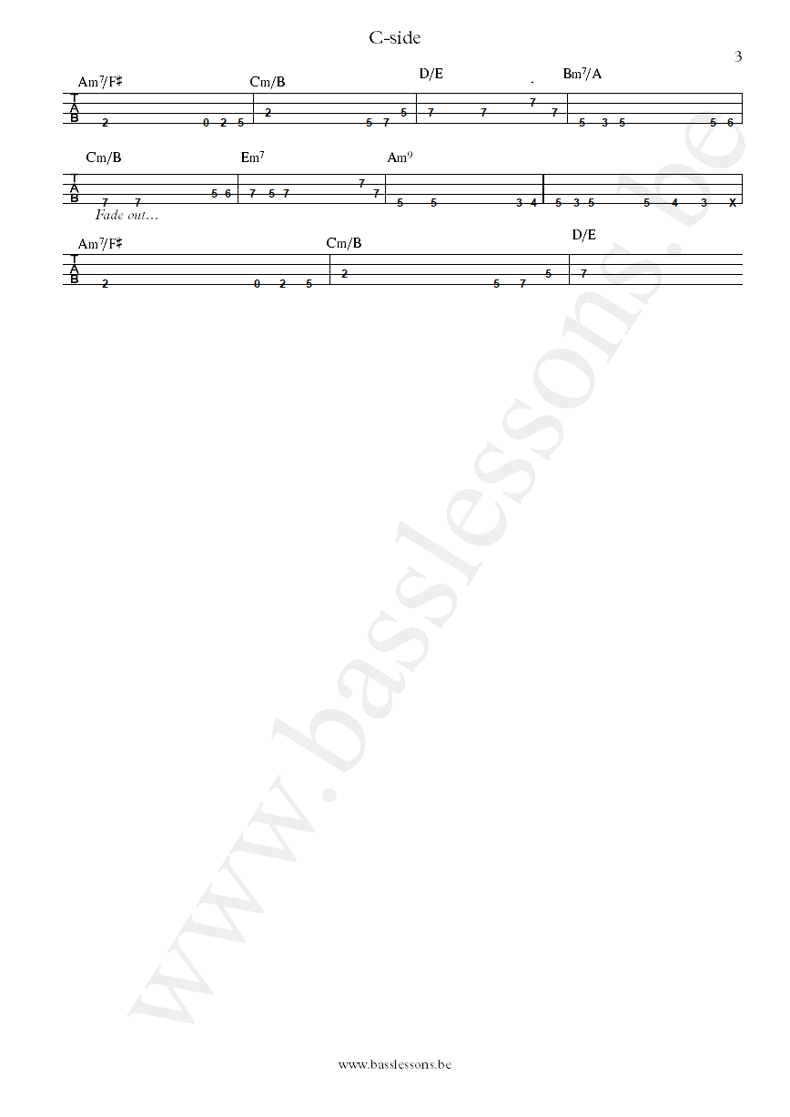 Khruangbin with Leon Bridges c-side Laura Lee bass tab part 3