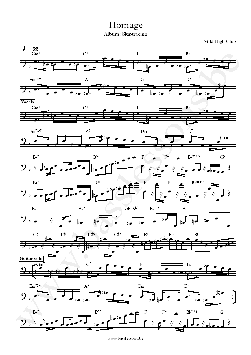Mild High Club Homage bass transcription