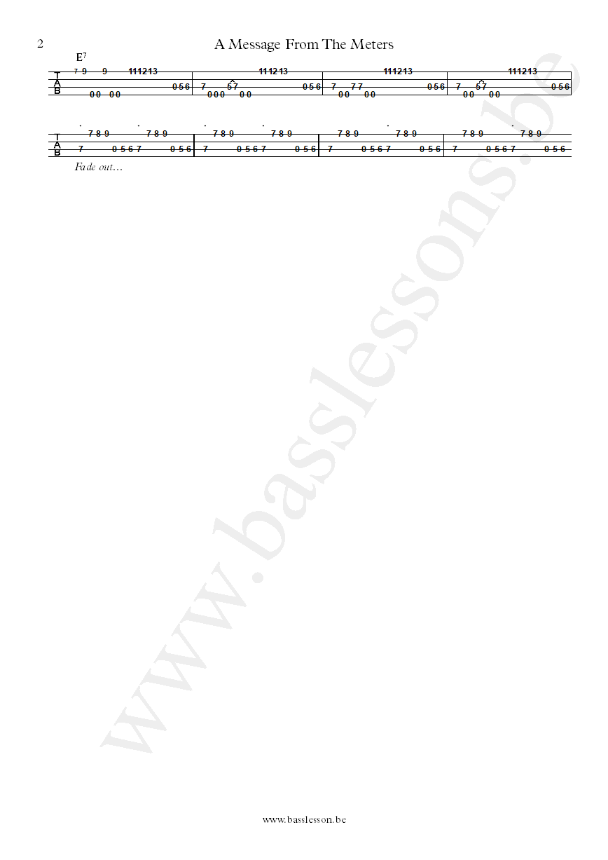A Message From The Meters George Porter Jr. bass tab part 2