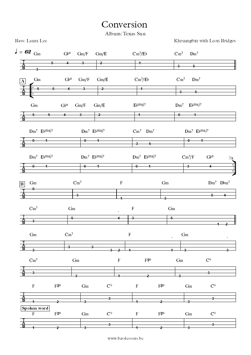 Khruangbin with Leon Bridges Conversion Laura Lee bass tab