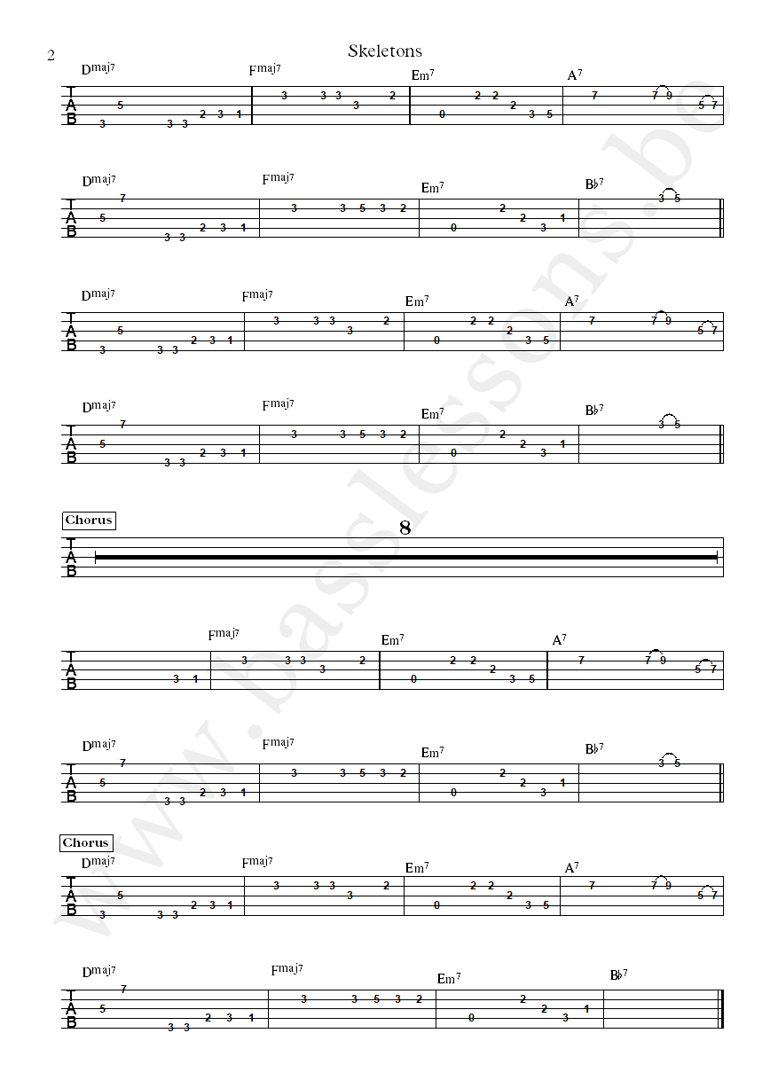 Easy life Skeletons Sam Hewitt bass tab part 2