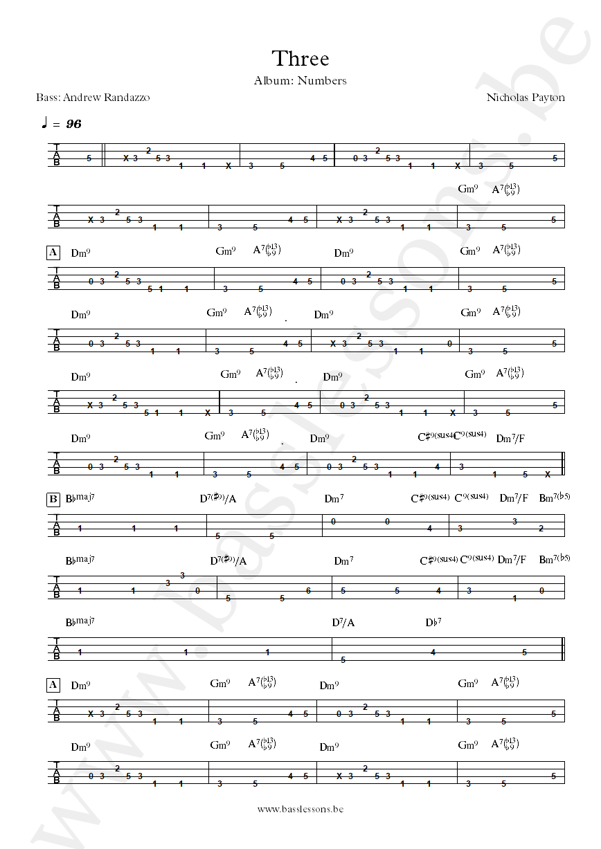 Nicholas Payton Three Andrew Randazzo bass tab