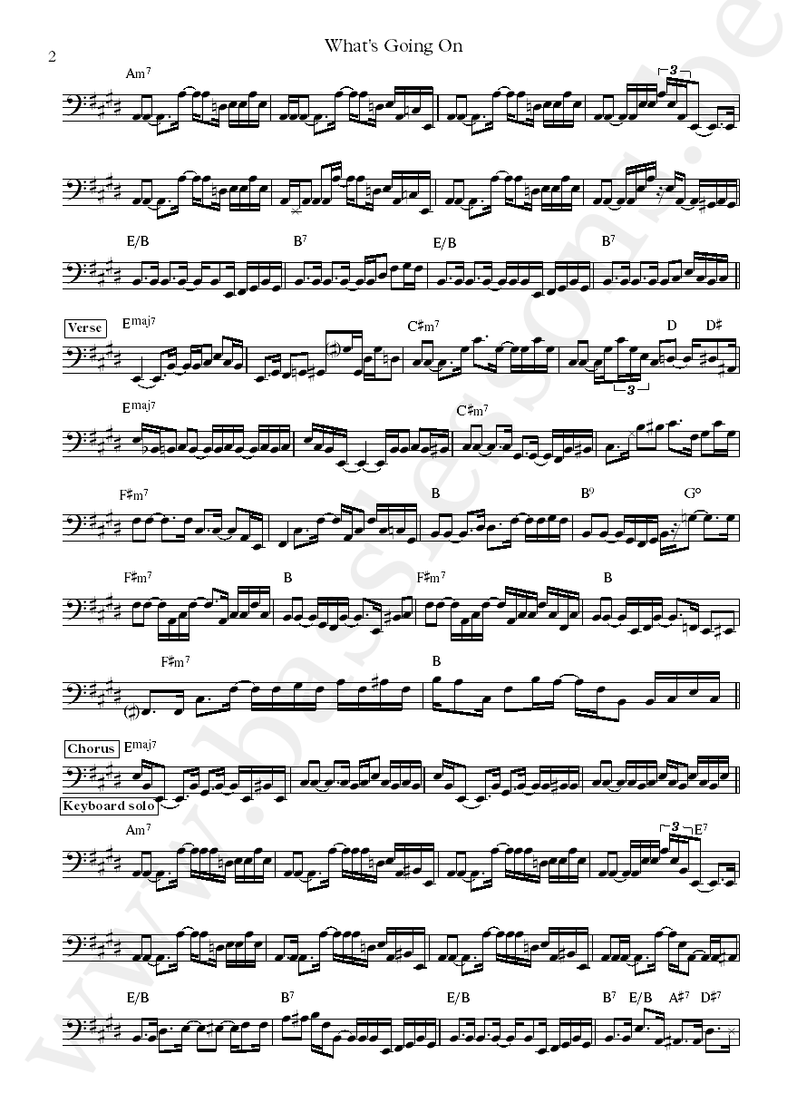 Donny Hathaway Whats Going On Willie Weeks bass transcription part 2