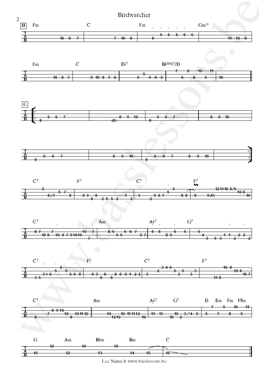 The Fearless Flyers Birdwatcher Joe Dart bass tab part 2