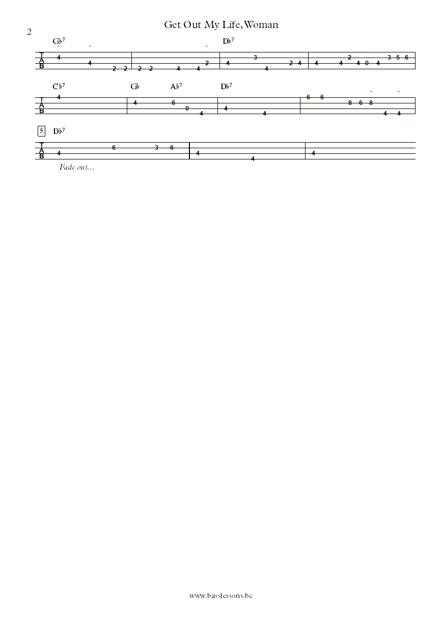 Lee Dorsey Get Out My Live, Woman George Porter Jr. bass tab part 2