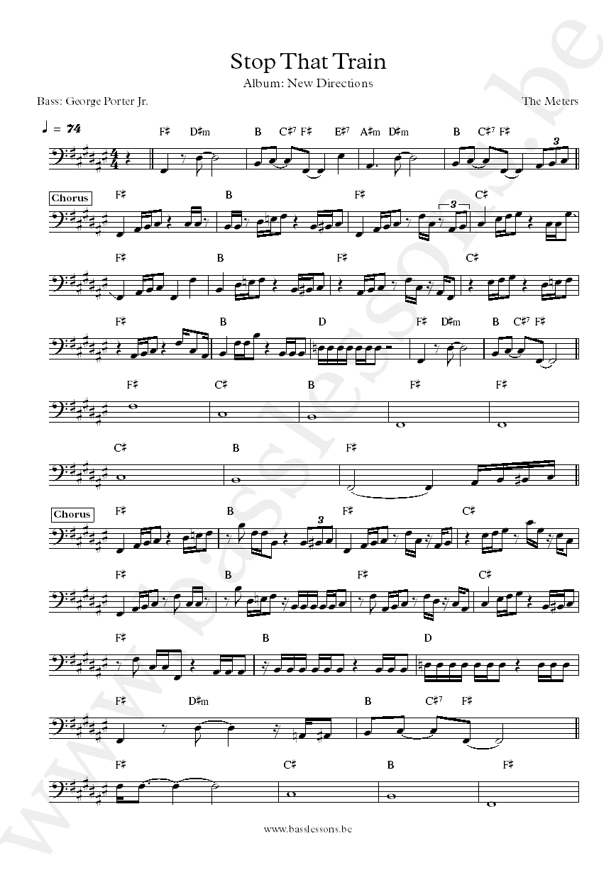 The Meters stop that train George Porter Jr. bass transcription