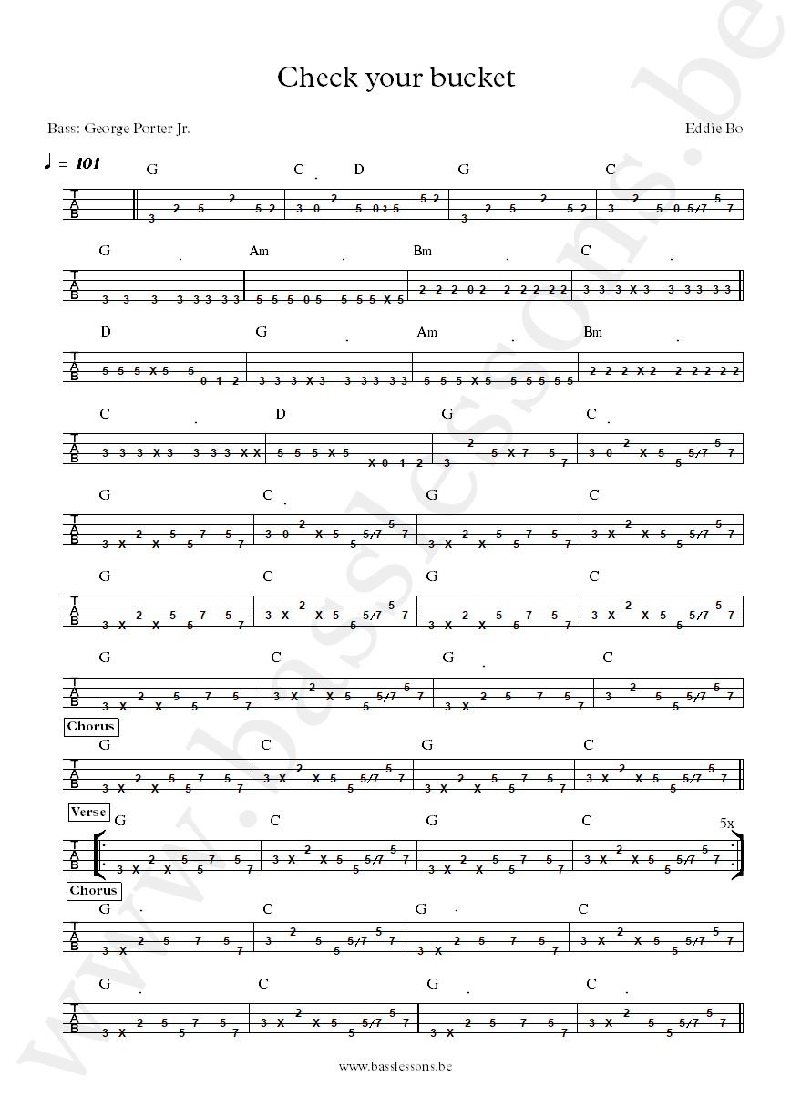 Eddie Bo Check Your Bucket George Porter Jr. bass tab