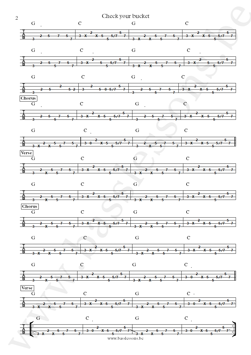 Eddie Bo Check Your Bucket George Porter Jr. bass tab part 2