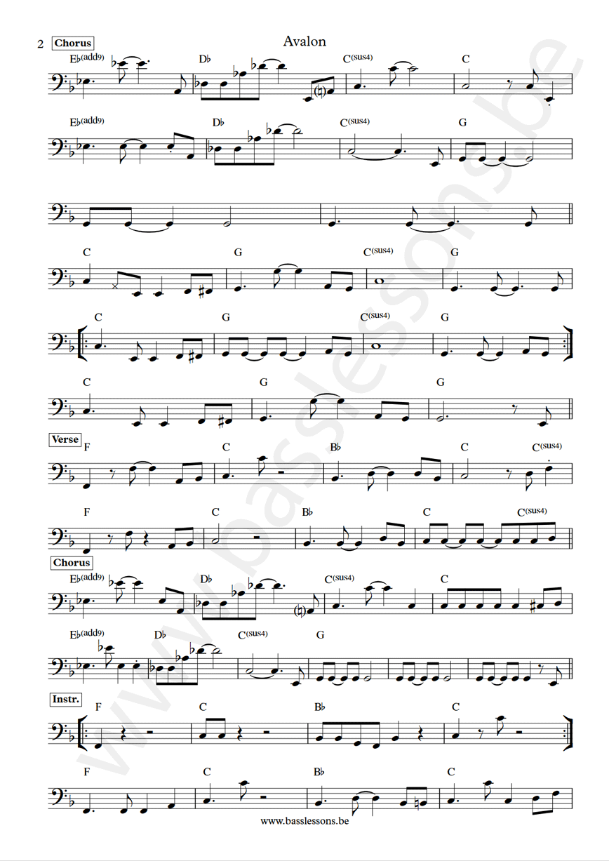 Roxy Music Avalon Alan Spenner bass transcription part 2