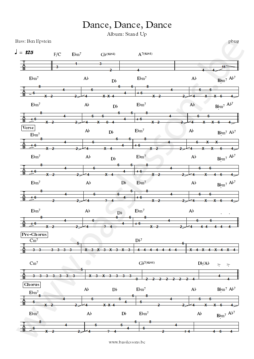 PBUG Dance dance dance Ben Epstein bass tab