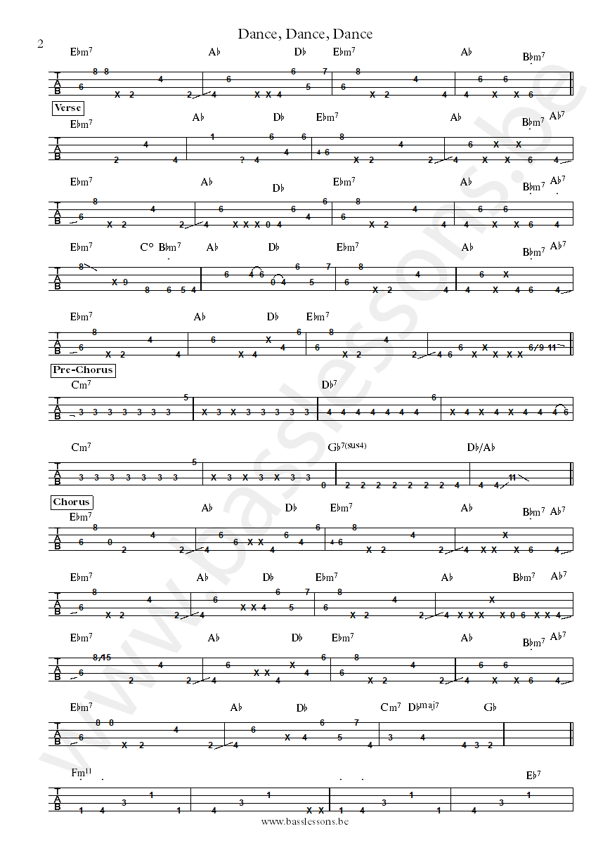 PBUG Dance dance dance Ben Epstein bass tab part 1