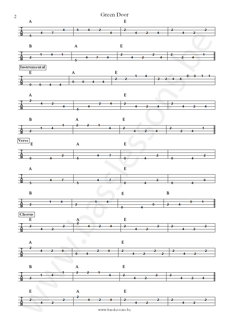 Shaking Stevens Green door Stuart Colman bass tab part 2