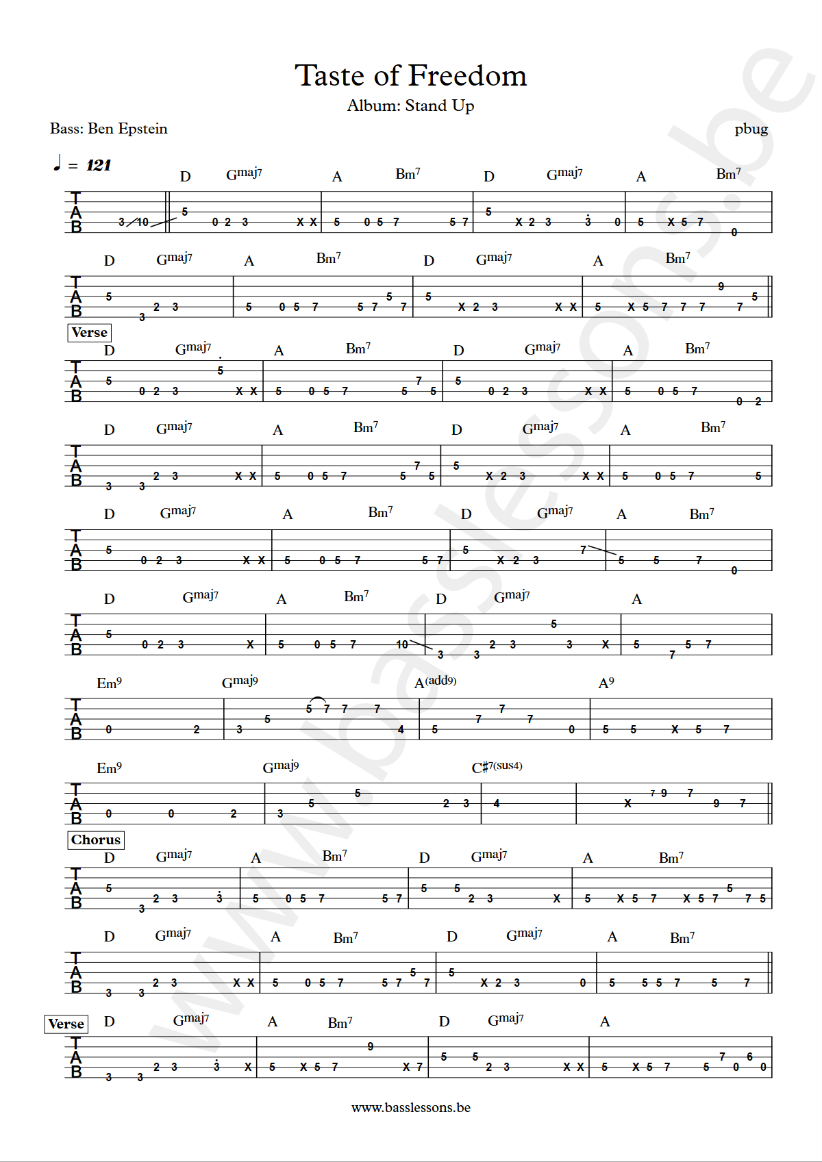 PBUG Taste of freedom Ben Epstein bass tab