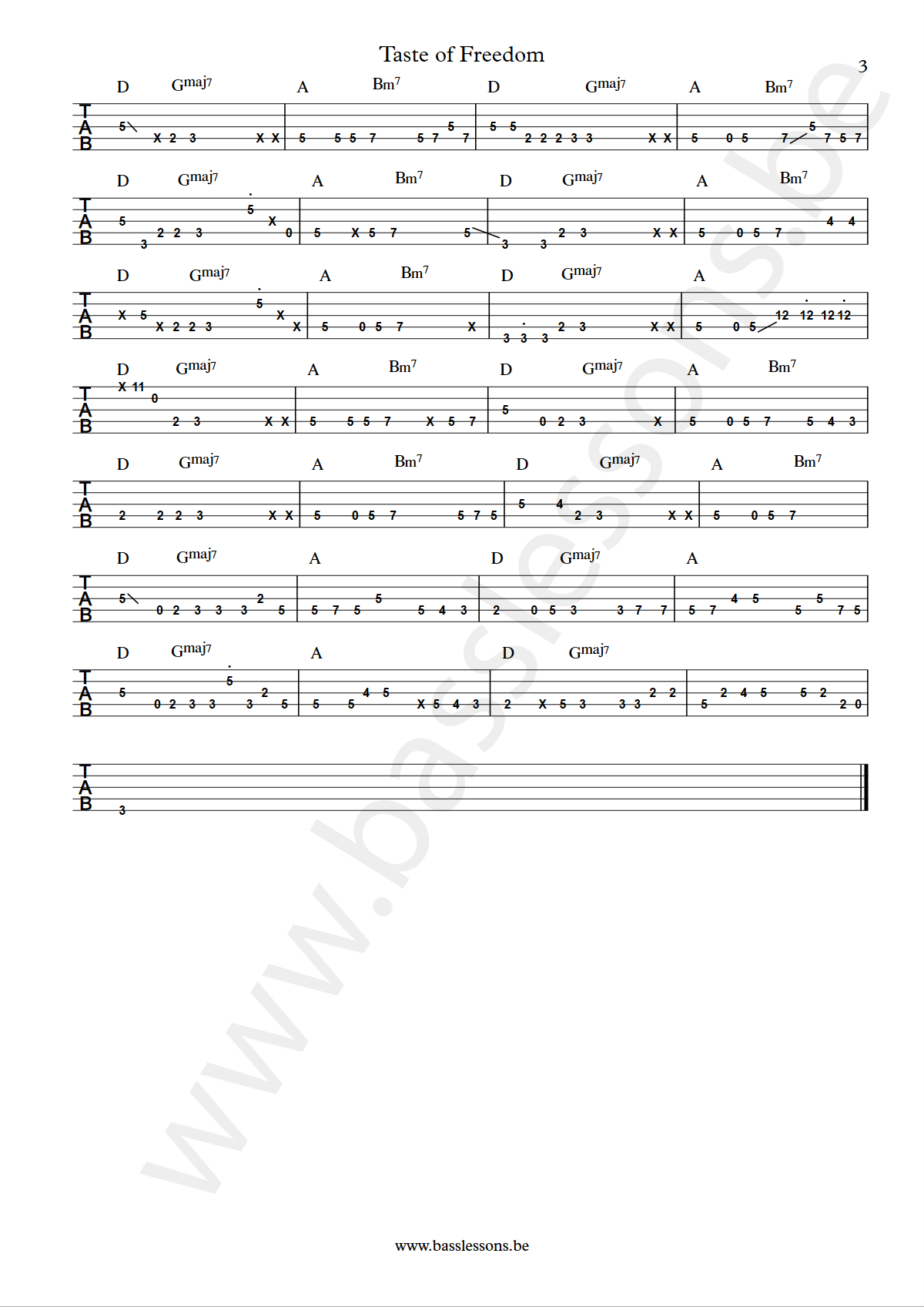 PBUG Taste of freedom Ben Epstein bass tab part 3