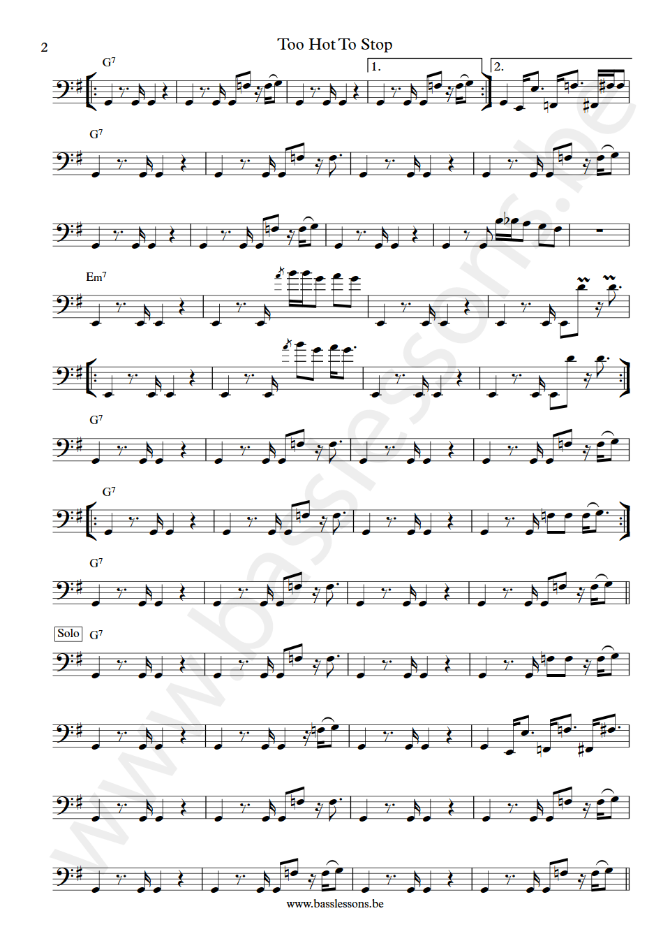 Bar-Kays Too Hot To Stop James Alexander bass transcription part 2