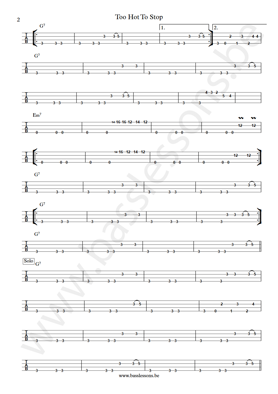 Bar-Kays Too Hot To Stop James Alexander bass tab part 2