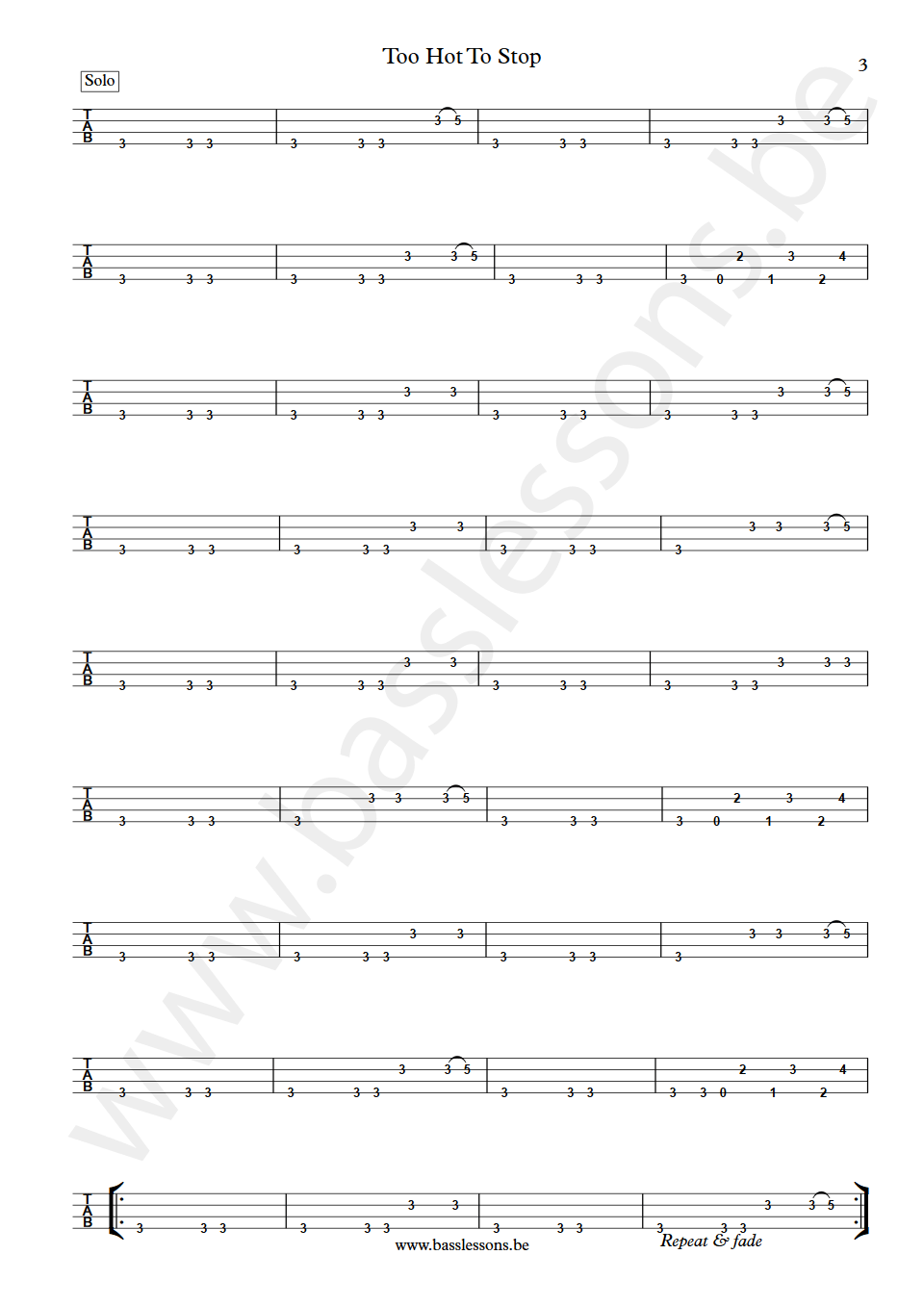 Bar-Kays Too Hot To Stop James Alexander bass tab part 3