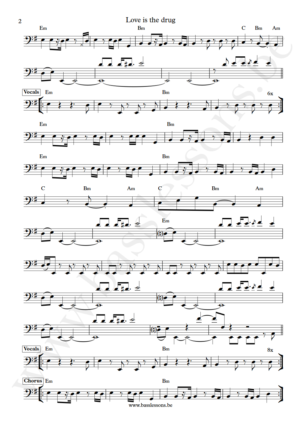 Grace Jones Love is the drug Robbie Shakespeare bass transcription part 2