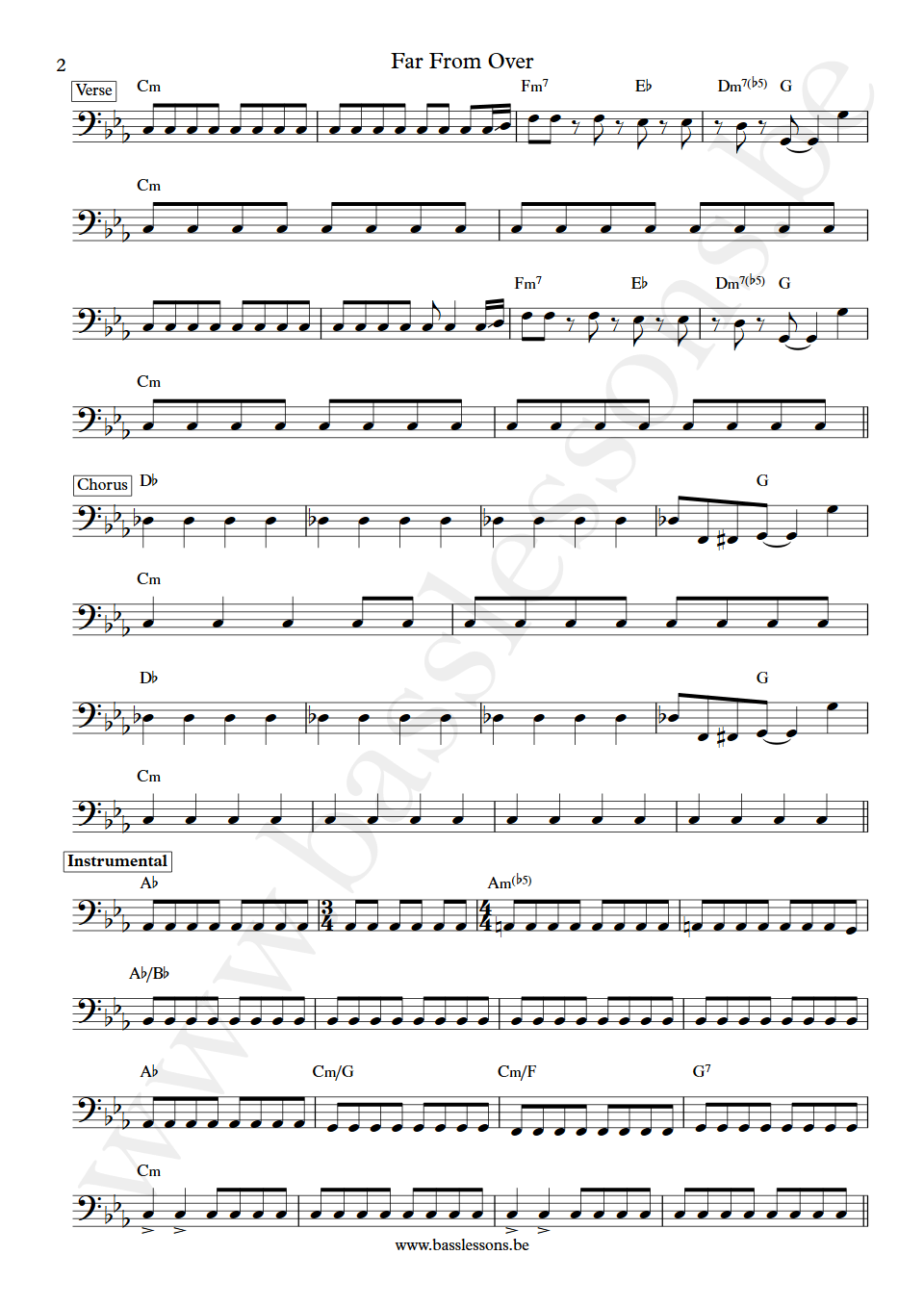 Frank Stallone Far from over bass transcription part 2