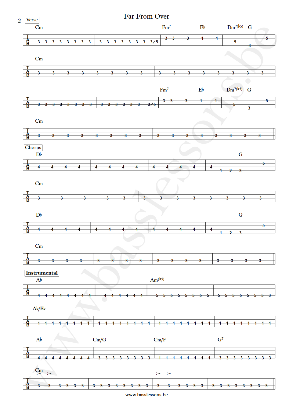 Frank Stallone Far from over bass tab part 2