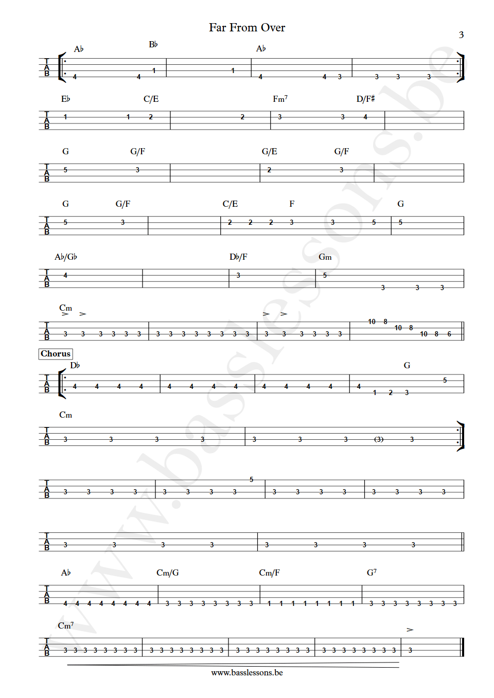 Frank Stallone Far from over bass tab part 3