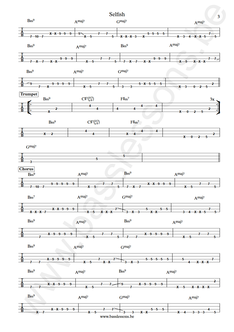 Jordan Rakei Selfish Ed Walker bass tab part 3