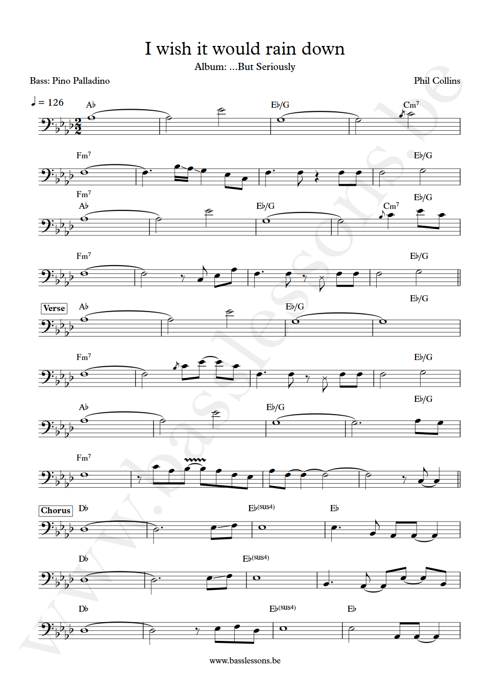 Phil Collins I Wish It Would Rain Down Pino Palladino bass transction