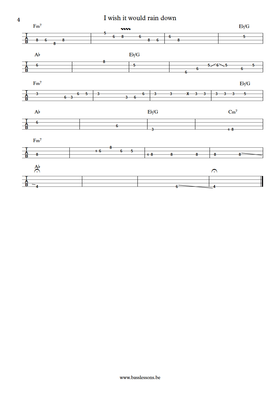 Phil Collins I Wish It Would Rain Down Pino Palladino bass tab part 4