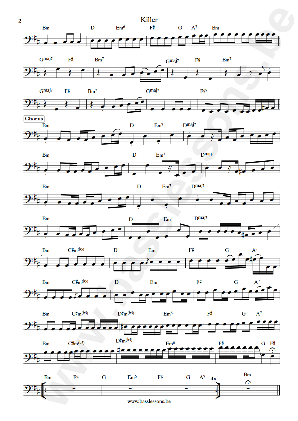 The Hoosiers Killer Tony Byrne bass transcription part 2