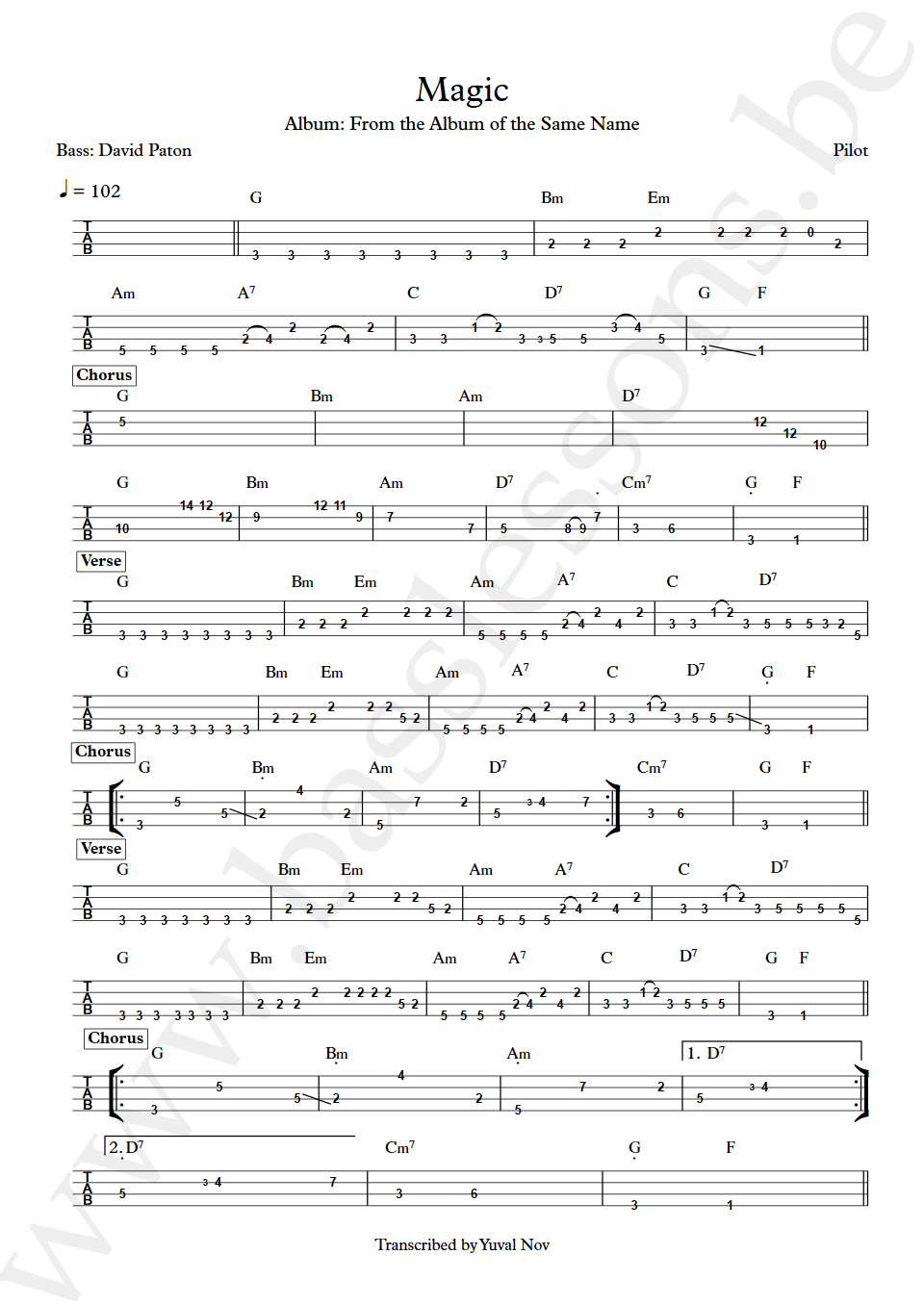 Pilot Magic David Paton bass tab