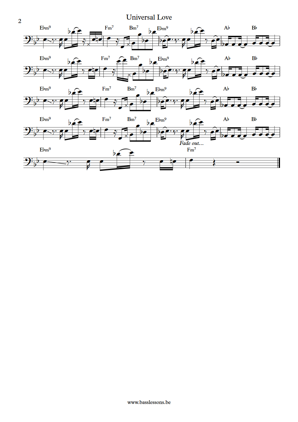 Woods Empire Universal Love Paul Jackson bass transcription part 2