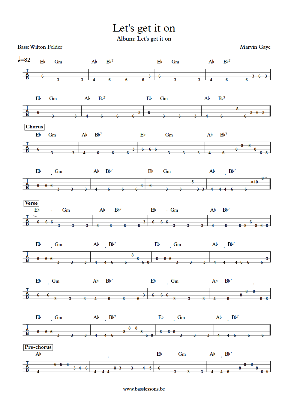 Marvin Gaye Lets get it on Wilton felder bass tab