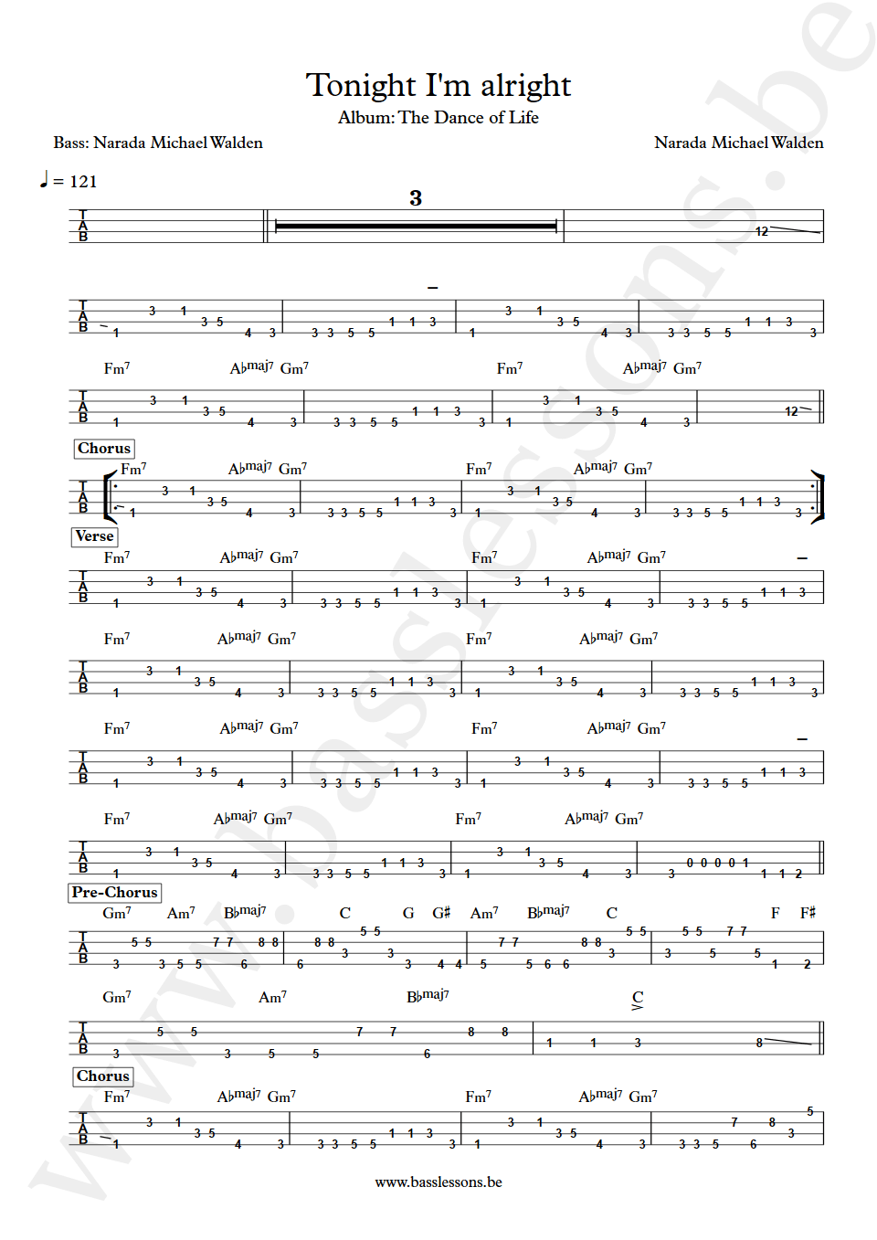 Narada Michael Walden Tonight Im Alright T.M. Stevens bass tab